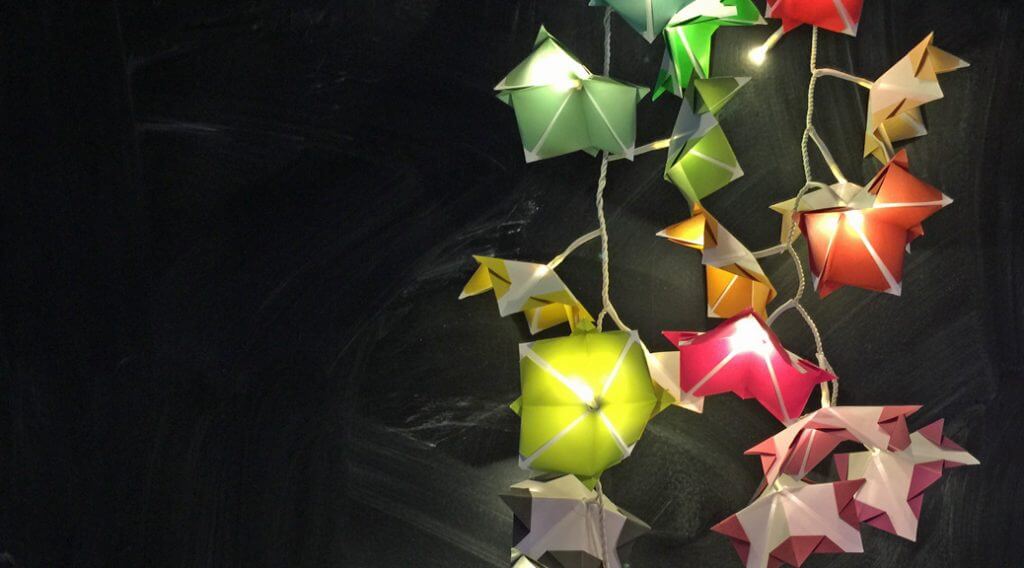 DIY Deko basteln: Origami Lichterkette für Winter und Herbst