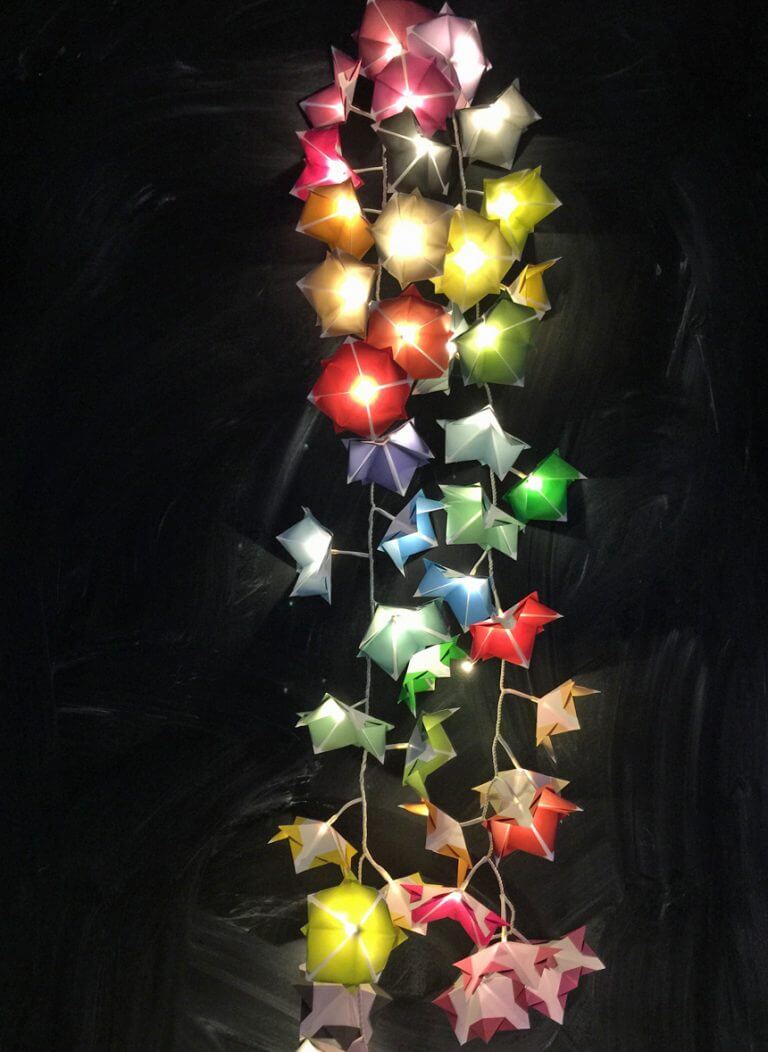 DIY Origami Lichterkette Deko selbst basteln WLKNDYS
