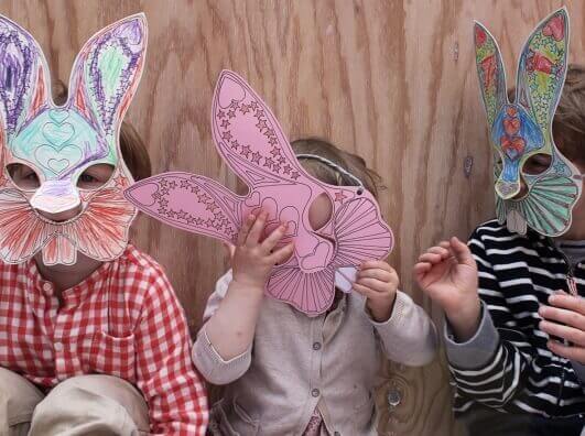 Osterbasteln mit Kindern: Osterhase Vorlage - Bunny Maske Printable