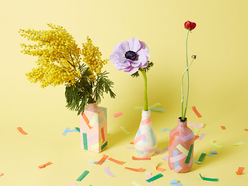 Upcycling Party: Aus Shampooflaschen werden Konfetti-Vasen