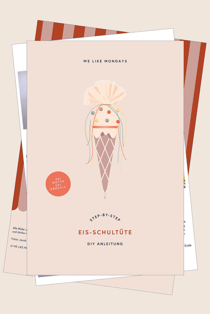 Vorschau der Bastelanleitung für die Eis-Schultüte zum Schulanfang