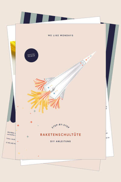 Vorschau der Bastelanleitung für die Raketenschultüte zum Schulanfang