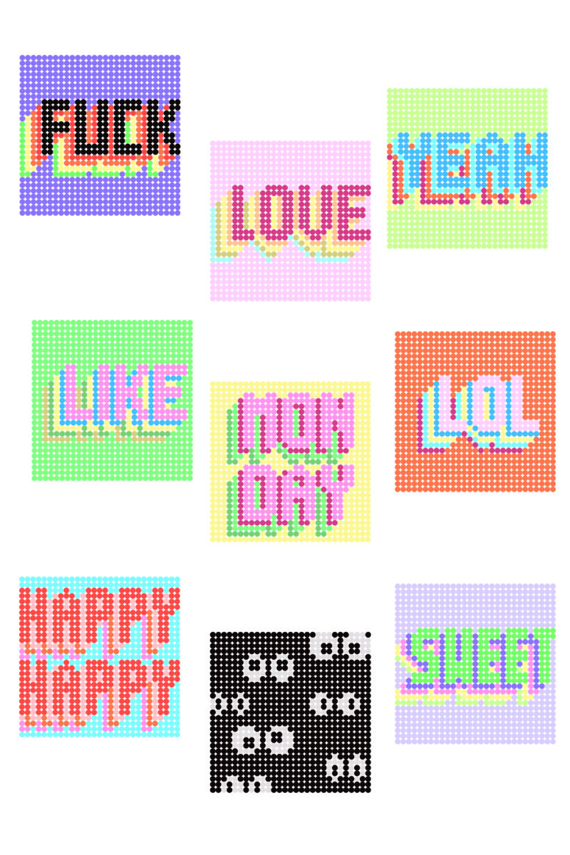 Bügelperlen Vorlagenset "HAPPY WORDS" (digitales Produkt) – Bild 8