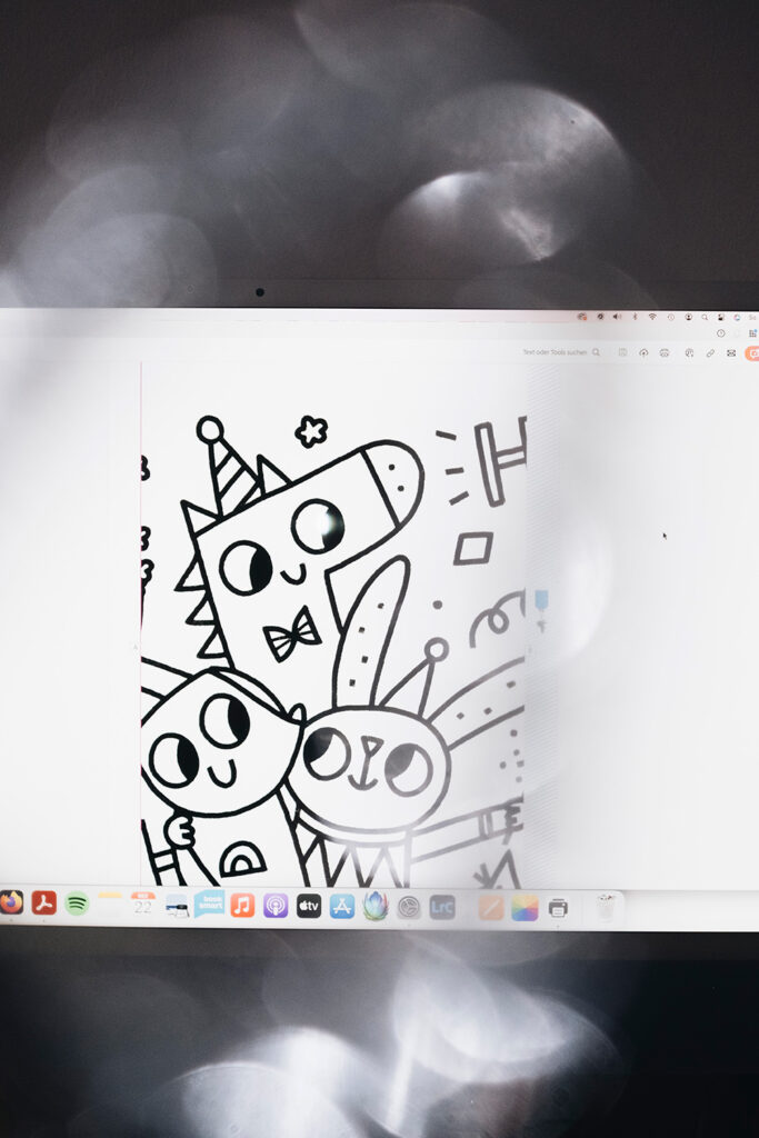 Lass uns an Silvester das Ausmalposter "Happy 2025" ausmalen.