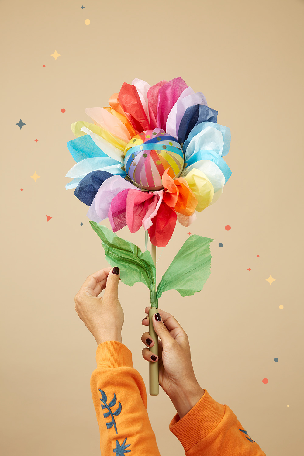 Lass uns eine Sonnenblumen-Laterne basteln.