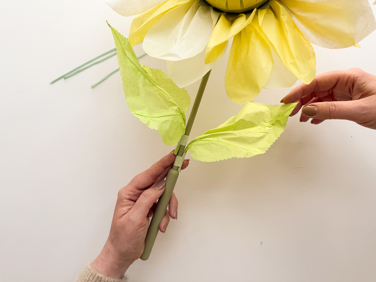 Lass uns eine Sonnenblumen-Laterne basteln.