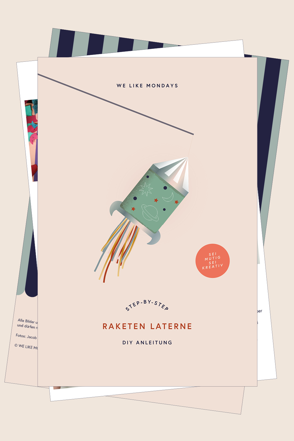 Lass uns wild und bunt die WE LIKE MONDAYS Original Raketen-Laterne basteln.