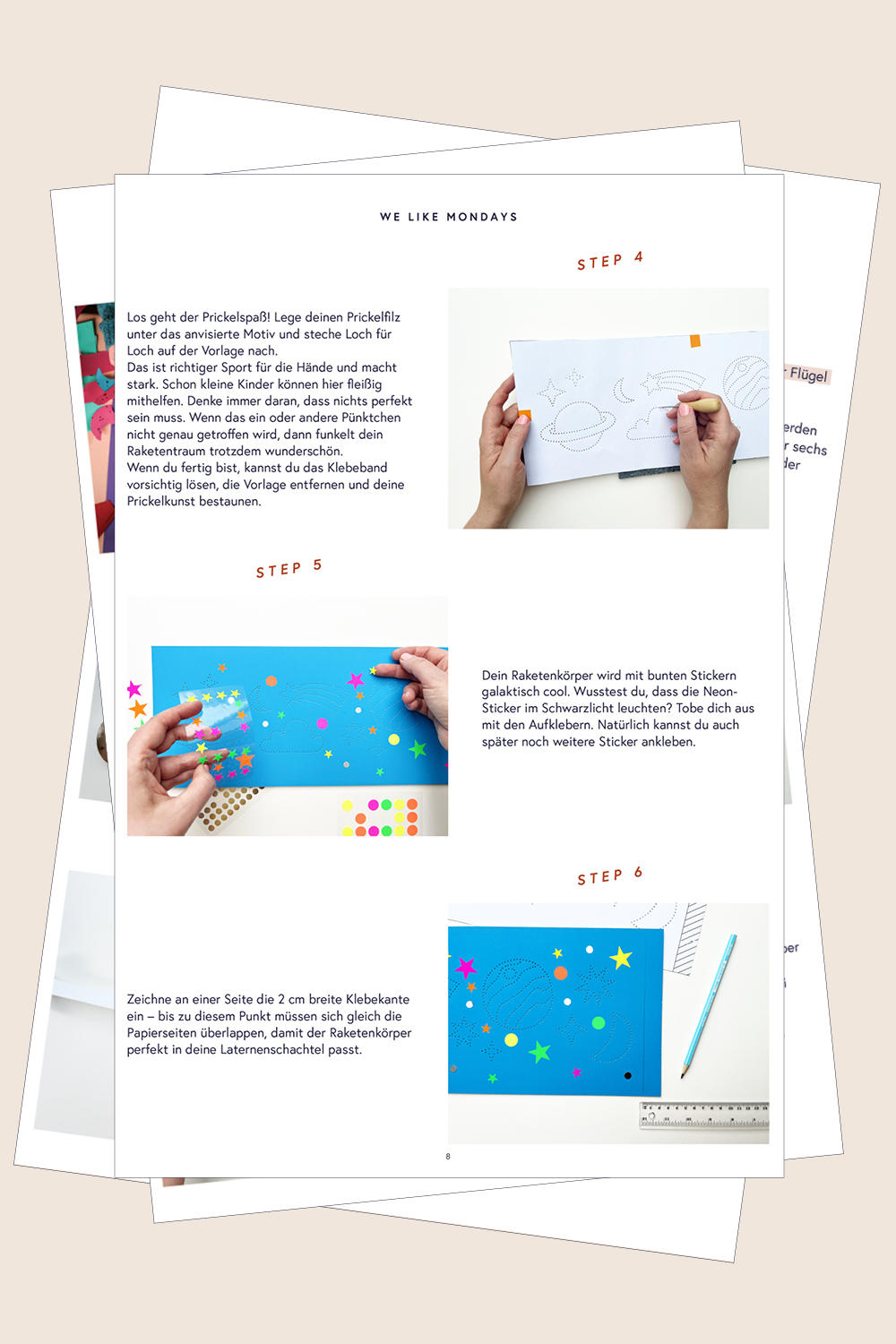 Lass uns wild und bunt die WE LIKE MONDAYS Original Raketen-Laterne basteln.
