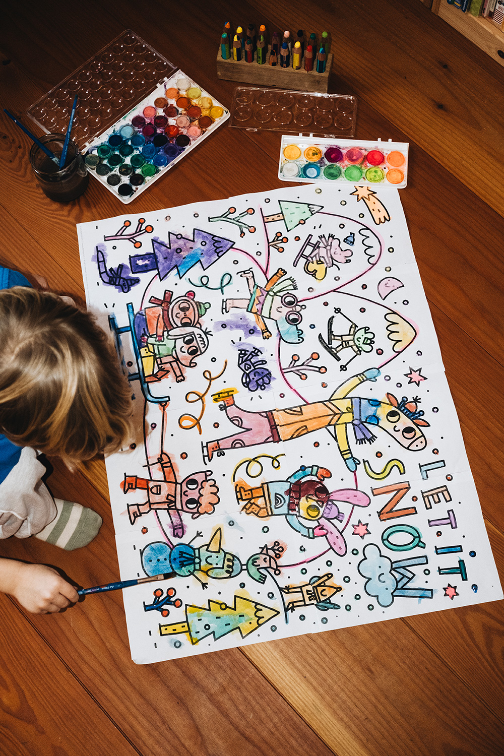 Winter-Ausmalposter "Let it snow"