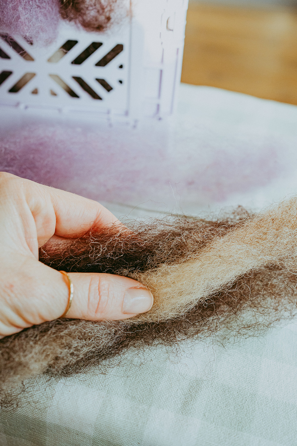 Lass uns flauschige Pompoms aus Märchenwolle filzen.