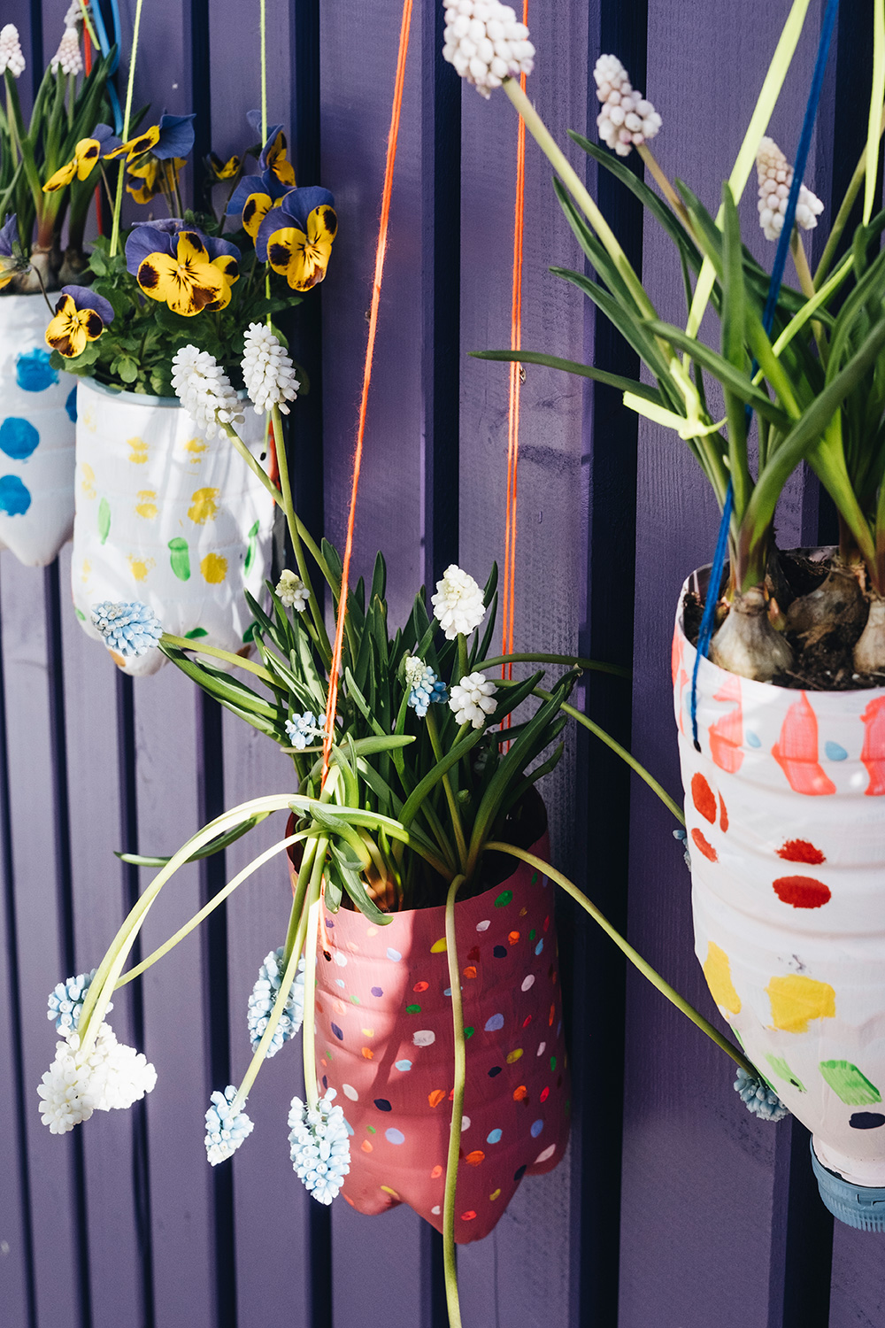 Lass uns PET-Flaschen upcyclen und Blumenampeln daraus basteln.